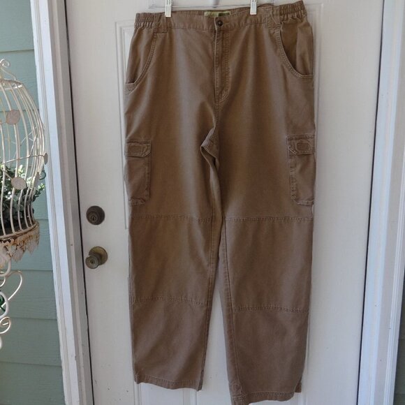 Cabela's Trail Hiker men's pants 40x36 dark tan work pants 6 pockets double knee - Picture 1 of 12